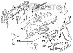 Накладка торпеды центр Ford Fusion mk5 17-20 графит