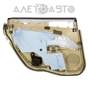 Capacul ușii din spate dreapta pentru Ford Fusion mk5 13-16, culoare bej cu inserție bej din piele, cotieră din piele, ornamente din lemn lucios, îndoituri, zgârieturi.