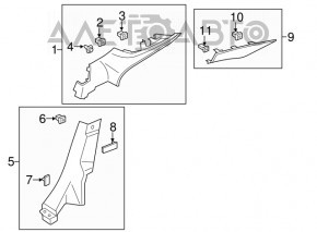 Capacul spate al stâlpului drept inferior Ford Fusion mk5 13-20 negru.