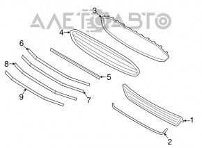 Grila radiatorului complet asamblată cu ramă pentru Ford Fusion mk5 13-16, cromată.