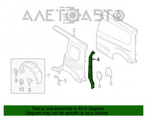 Capacul deasupra farului stâng Ford Transit Connect MK2 13- structura