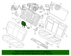 Подголовник задний правый Ford Focus mk3 11-18 тип 1, тряпка черн