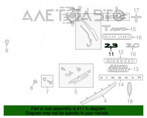Эмблема надпись 2.3 двери багажника Lincoln MKC 15-