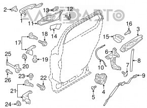 Mecanismul manetei ușii din față dreapta pentru Ford Fusion mk5 13-20 fără cheie