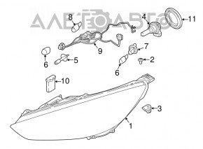 Far dreapta față goală Ford Focus mk3 15-18 restilizat, halogen, luminos, suport rupt, priză de încălzire