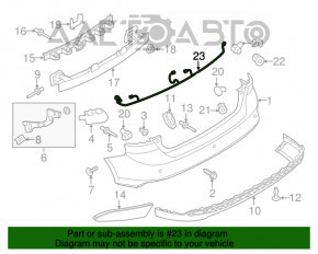 Проводка заднего бампера Ford Focus mk3 15-18 рест, 5d, под 4 парктроника, под keyless