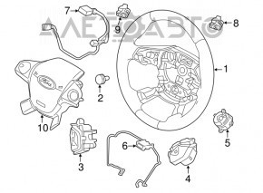 Руль голый Ford Focus mk3 15-18 рест, резина черн