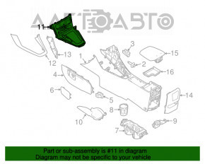 Capacul consolei centrale Ford Focus mk3 15-18 restilizat, gri, zgârieturi fine