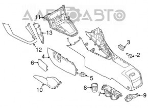 Consola centrală pentru pahar Ford Focus mk3 15-18 restilizat, negru, zgârieturi, uzură