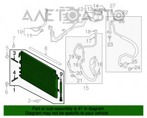 Radiatorul condensatorului de aer condiționat Ford Edge 15-18 2.0T cu răcire pentru cutia de viteze.