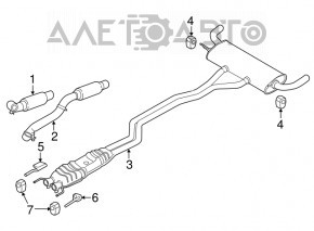 Глушитель задняя часть с бочкой Ford Edge 15-18 2.7T FWD