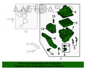 Corpul filtrului de aer Lincoln MKX 16- 3.7 cu conductă de aer.