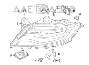 Фара передняя правая в сборе Lincoln MKX 16- LED