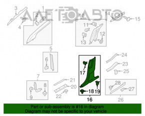 Capacul stâlpului central dreapta jos Lincoln Nautilus 19-23 maro, zgârieturi, plastic decolorat, prindere ruptă.