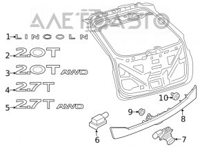 Эмблема надпись 2.7T двери багажника Lincoln Nautilus 19-23