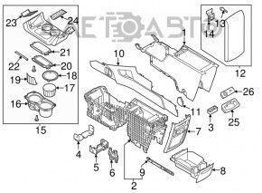 Capacul consolei Ford Flex 13-19 negru