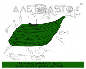 Far dreapta față asamblată Ford Explorer 16-19 halogen + LED poliție