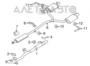 Toba de eșapament completă cu boabele stânga și dreapta pentru Ford Explorer 16-19 3.5, uzată