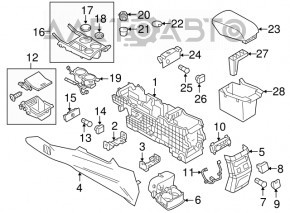 Consola centrală cu cotieră pentru Ford Explorer 16-19