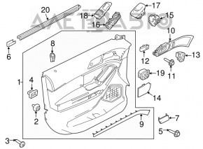 Обшивка двери карточка задняя правая Ford Explorer 16-19 рест, кожа черн, ржавчина