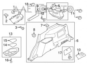 Накладка задней стойки 3-го ряда правая Ford Explorer 11-19 черн