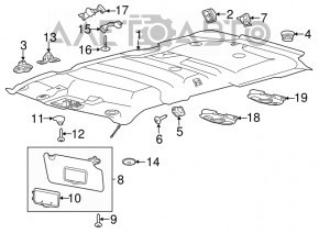 Acoperirea plafonului pentru Ford Explorer 16-19 fără panoramică, negru, cu defect.