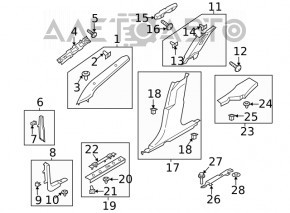 Capacul stâlpului frontal stâng Lincoln MKZ 13-16 negru