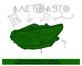 Far dreapta față asamblată Ford Mustang mk6 15-17 xenon