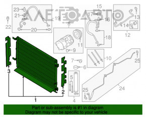 Radiatorul condensatorului de aer condiționat Ford Mustang mk6 15- 3.7, 5.0, 5.2