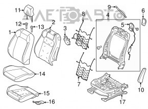 Scaunul șoferului Ford Mustang mk6 15- fără airbag, decapotabil, material textil