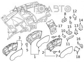 Tabloul de bord Ford Edge 15-18 cu 2 ecrane, 72k