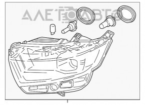 Farul din față dreapta Ford Edge 15-18, gol, pre-restilizare, cu halogen.