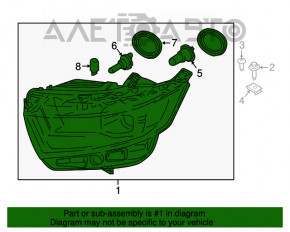 Farul din față dreapta Ford Edge 15-18, gol, pre-restilizare, cu halogen.