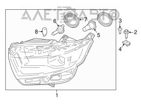 Farul din față dreapta goală Ford Edge 15-18 pre-restilizare halogen, capacul rupt.