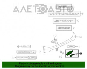 Mânerul ușii portbagajului Ford Edge 15-18 pre-restilizare.