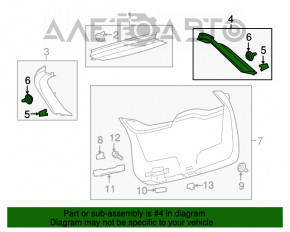 Capacul portbagajului stânga sus Ford Edge 15- negru, zgârieturi.