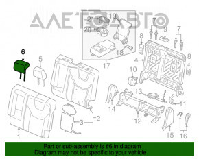 Suport pentru cap spate dreapta Ford Edge 15- material textil negru.