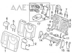 Suport pentru cap spate dreapta Ford Edge 15- material textil negru.