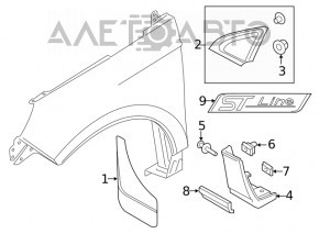 Moldura triunghiulară a aripii din față dreapta pentru Ford Edge 15- crom nou OEM original