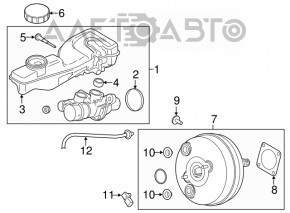 Cilindrul principal de frână cu rezervor pentru lichid de frână Ford Fusion mk5 17-20