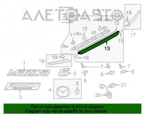 Молдинг крышки багажника центр Mazda 6 13-17 без планки