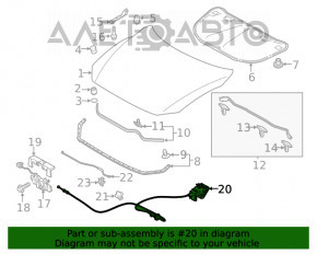 Cablu de deschidere a capotei Mazda 6 13-21 cu mâner nou OEM original