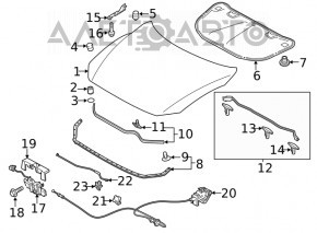 Cablu de deschidere a capotei Mazda 6 13-21 cu mâner nou OEM original