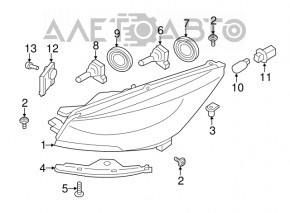 Farul din față dreapta asamblat Ford Escape MK3 17-19 restilizat halogen + led, luminos, nisip