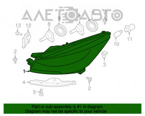 Far stânga față asamblată Ford Escape MK3 17-19 restilizată halogen + LED luminoasă, asamblată, nisip.