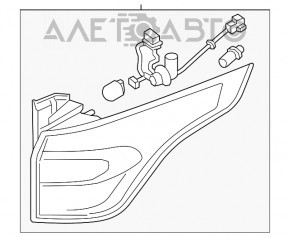 Lampa exterioară aripă dreapta Ford Escape MK3 17-19, marginea este tăiată, aer sub geam.