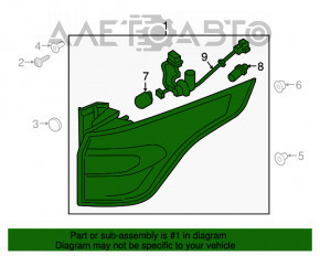 Lampa exterioară aripă dreapta Ford Escape MK3 17-19 restilizată, aer de-a lungul marginii.