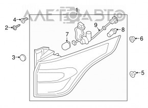 Фонарь внешний крыло правый Ford Escape MK3 17-19 рест, тип 2, красный, царапины