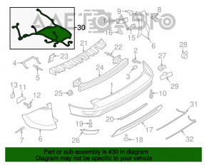 Montajul barei spate pentru Ford Escape MK3 17-19 cu loc pentru senzori de parcare