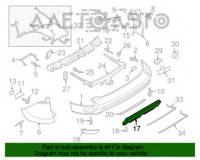 Capacul de bara spate inferior Ford Escape MK3 17-19 reconditionat, 2 tevi, zgarieturi, deteriorare la prindere.